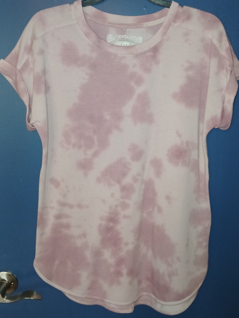 Cupio Women’s Pink Tie-Dye Short Sleeve Top - Casual Crewneck, Size Small